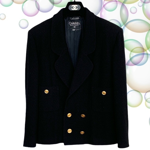 Chanel Boutique Garfinkel’s Black Blazer Tweed